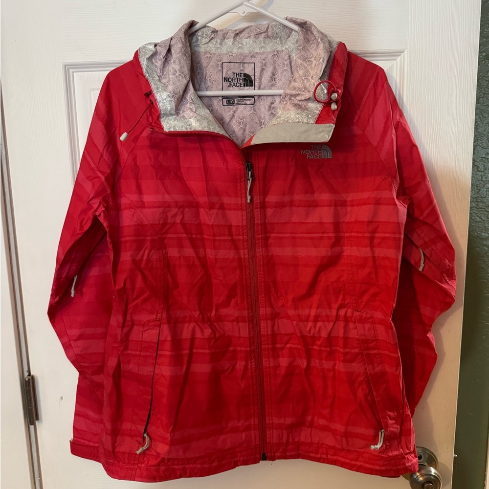 The North Face Jacket Women LARGE Hyvent 2.5L Pink Full Zip Hoodie Polyester